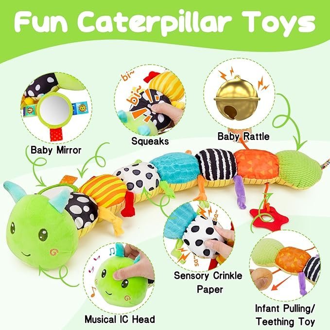 718hW4fTrnL._AC_SX679_.jpg Musical Stuffed Plush Caterpillar Toy - Image 5