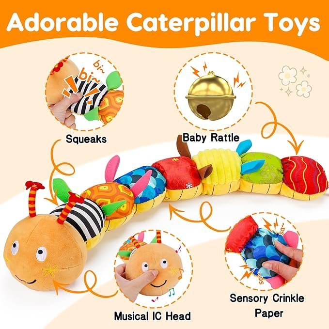 71RmDl4ankL._AC_SX679_.jpg Musical Stuffed Plush Caterpillar Toy - Image 16