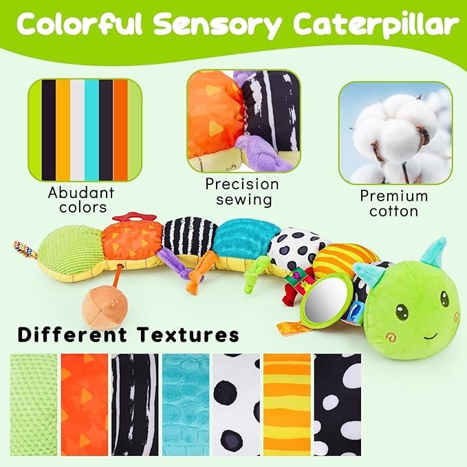 71h1XXcnIL._AC_SX679_.jpg Musical Stuffed Plush Caterpillar Toy - Image 2