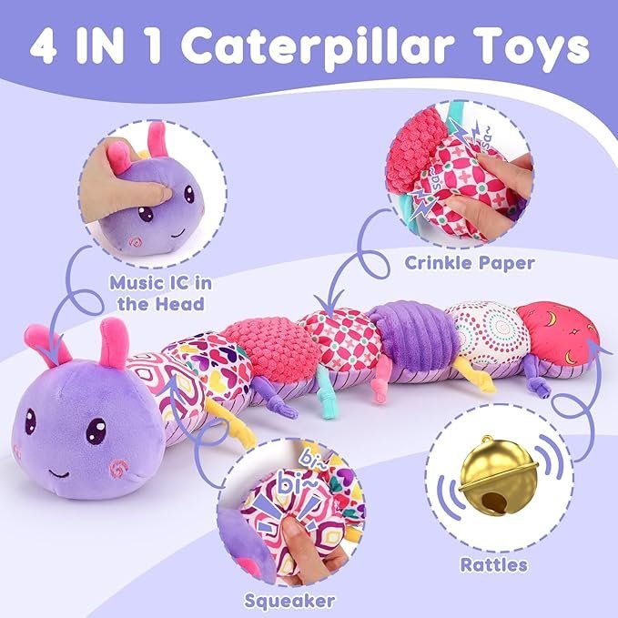 71kC8TuXTVL._AC_SX679_.jpg Musical Stuffed Plush Caterpillar Toy - Image 31